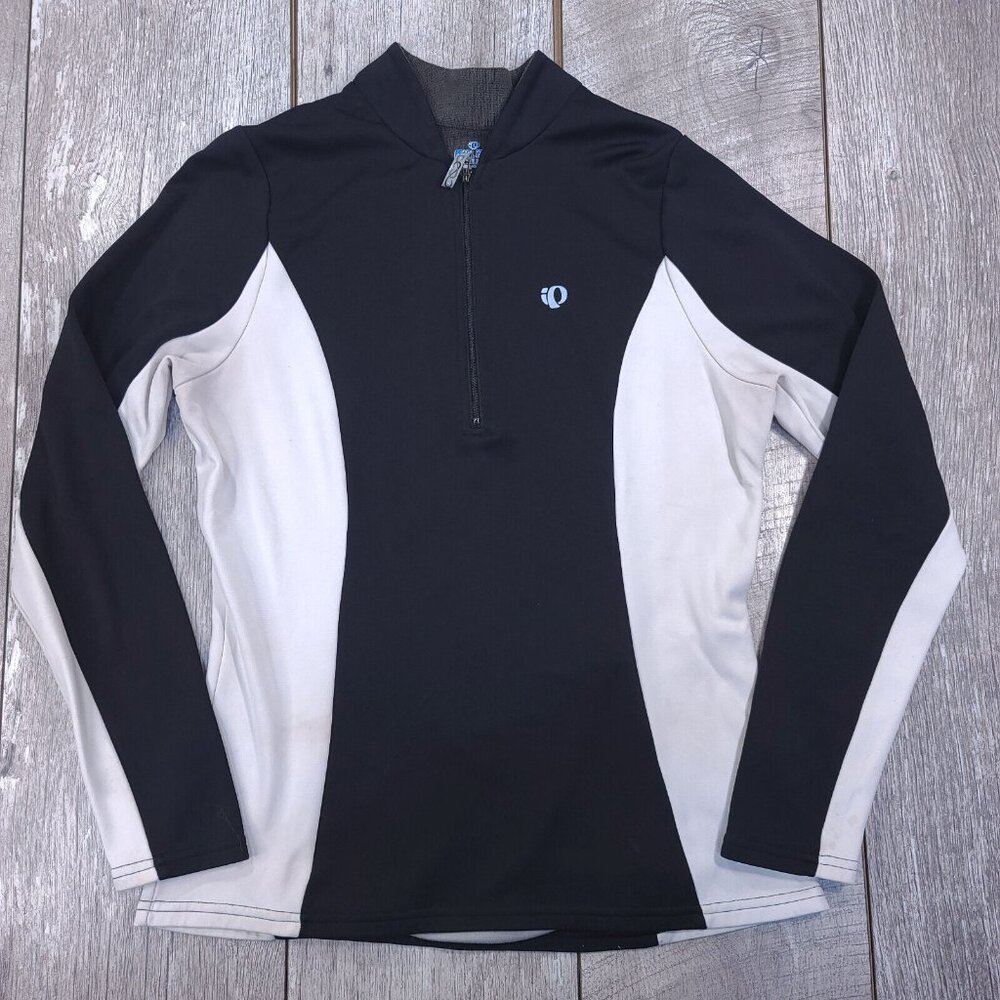 Pearl Izumi Sweater Womens Large Select Shirt Black White 1/4 Zip Cycling Lined
